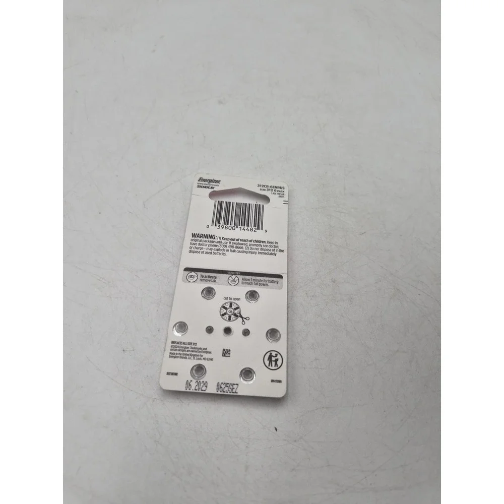 Energizer 6 cells x 312 Size Hearing aid batteries Zinc air 1.4V PR41 PowerSeal