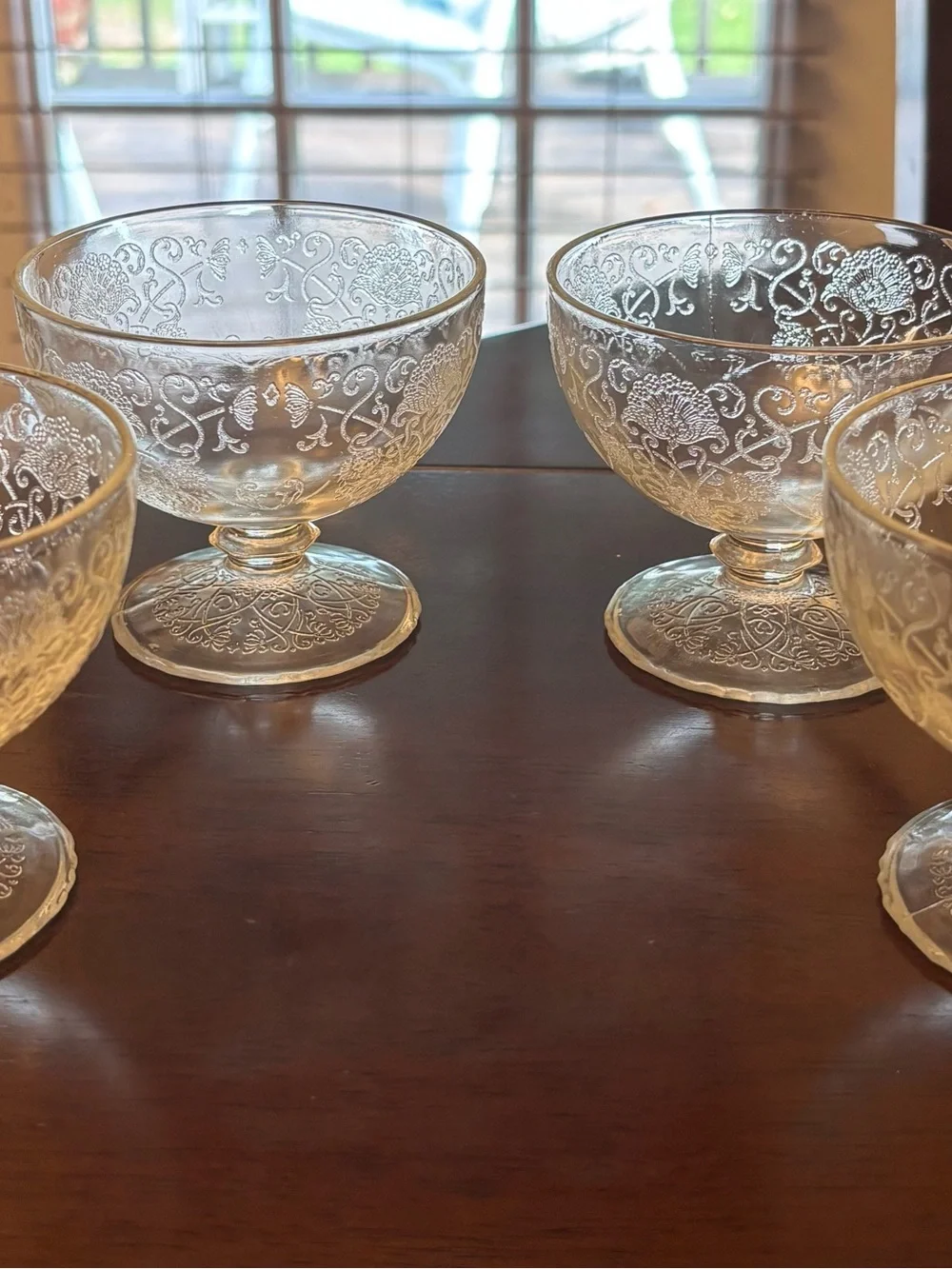Hazel Atlas Florentine #1 Clear Glass Sherbet Dishes set of 4 Depression Glass