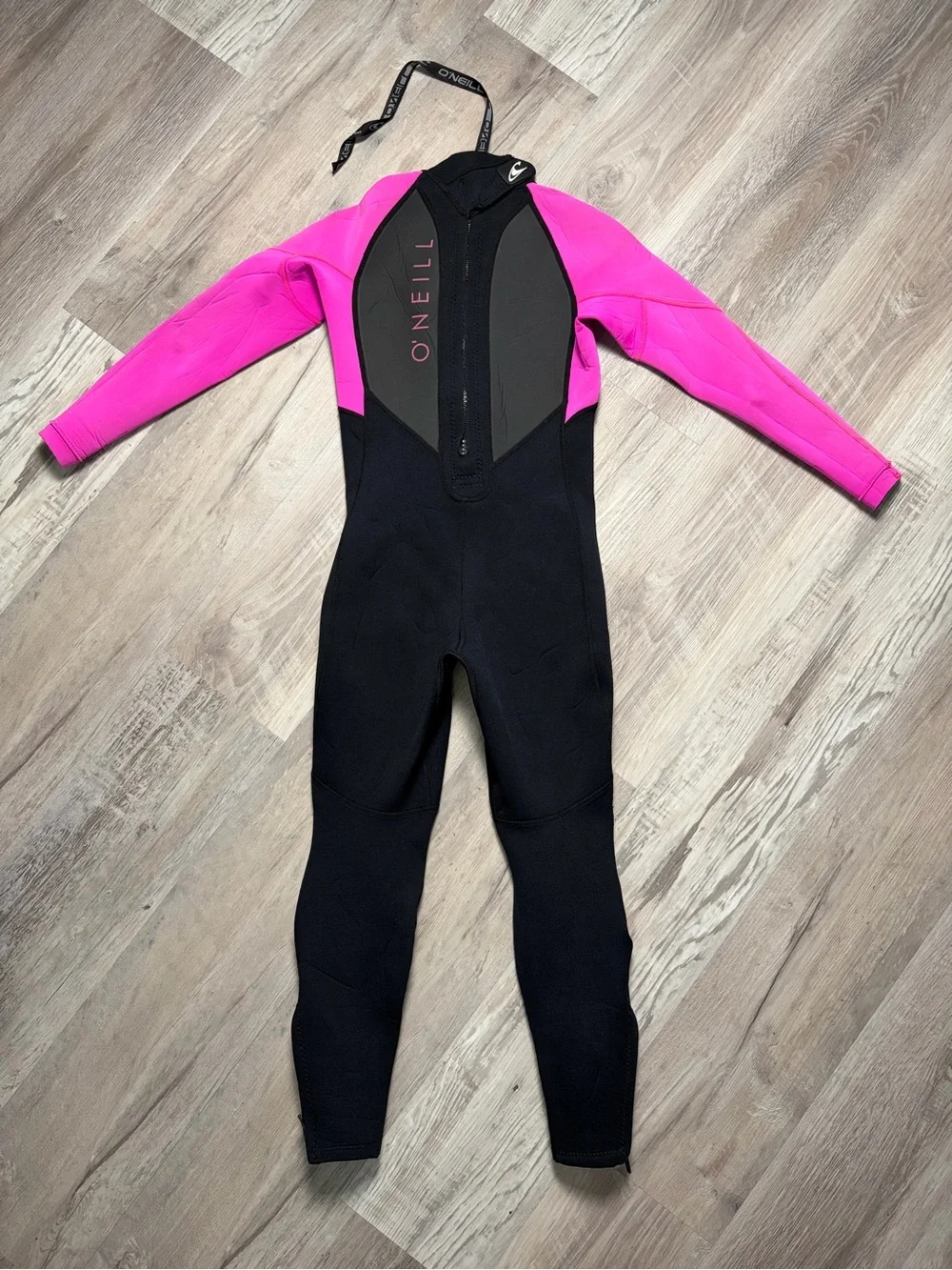 O'Neill Girls' Size 12 Black and Pink Full-Length Back-Zip Wetsuit