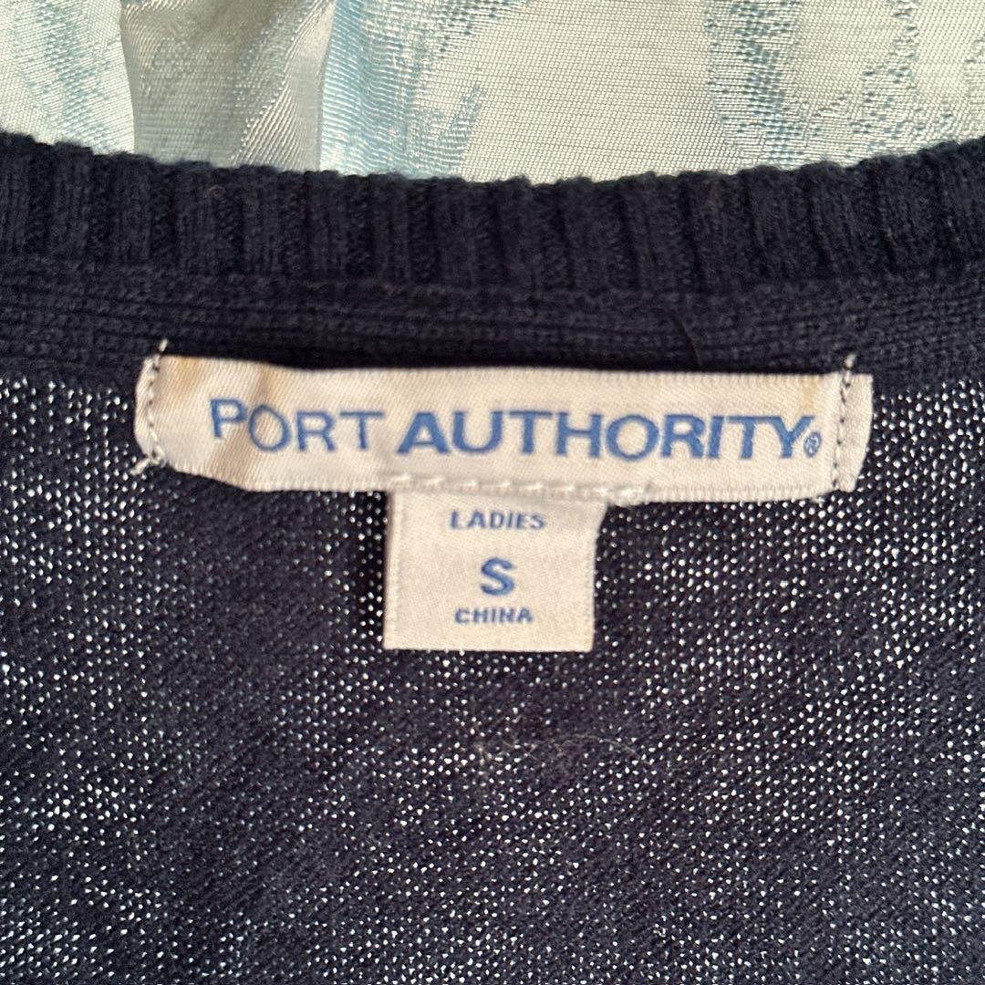 PORT AUTHORITY V-Neck Sweater Navy Logo Embroidery S